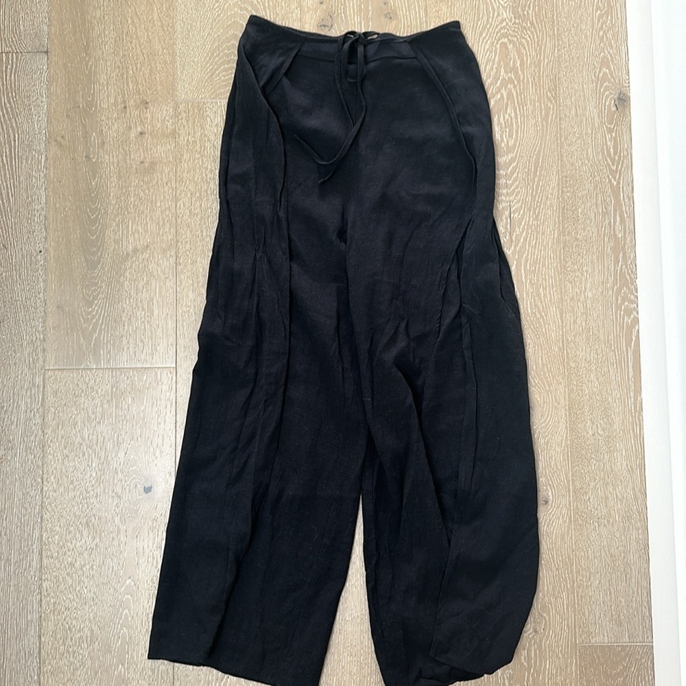 Nautical split hem wide leg pants